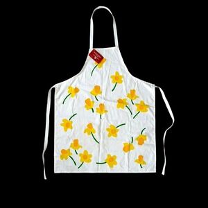 Vintage Marimekko Kitchen Fallani & Cohn Apron Yellow Floral Daffodil White USA